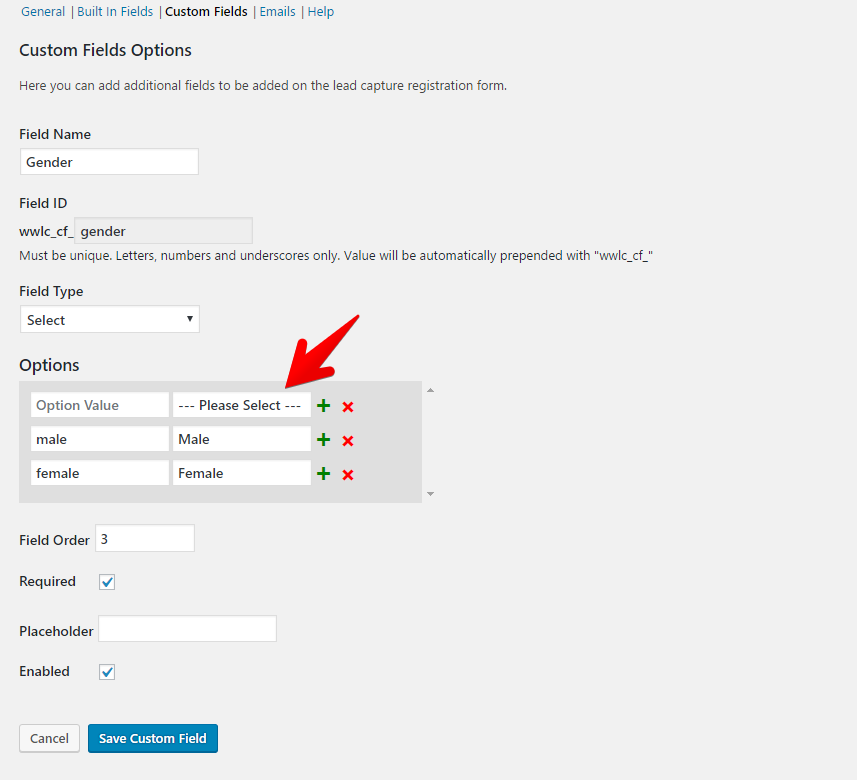 How To Add A Please Select Option To Custom Dropdown Fields